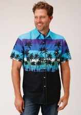 ROPER MEN'S BEACH ROUNDUP WESTERN HAWAIIAN SHORT SLEEVE SHIRT