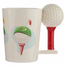 GOLFING GOLFERS GOLF BALL 3D HANDLE COFFEE MUG CUP NEW IN GIFT BOX PUK