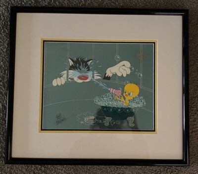Warner Bros Cel  THE SQUIRT TWEETY BIRD & SYLVESTER THE CAT Signed Friz Freleng