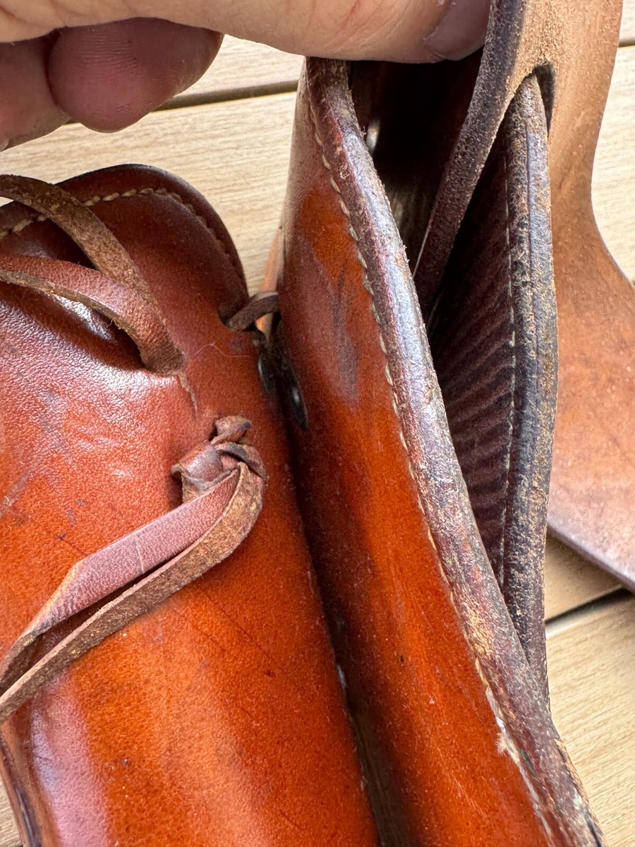 Vintage Viking Hand Made Cowboy Belt Holster Leather Tooled