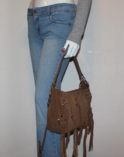 MICHAEL Michael Kors Dark Caramel Presley Suede Medium Shoulder Crossbody Bag - 第 8/12 張圖片