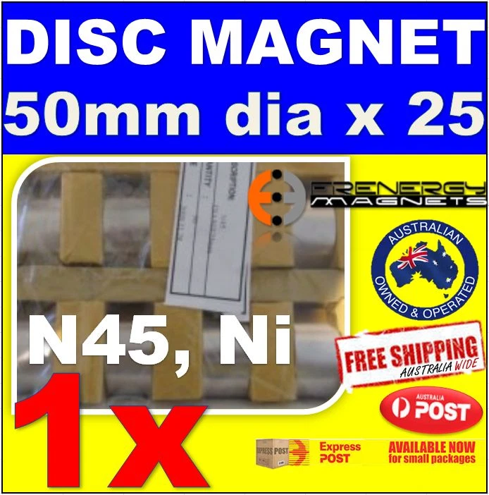 1x Super Powerful Rare Earth Disc Magnet 50mm x 25mm N45 | Neodymium Heavy Duty — 第 3/4 张图片