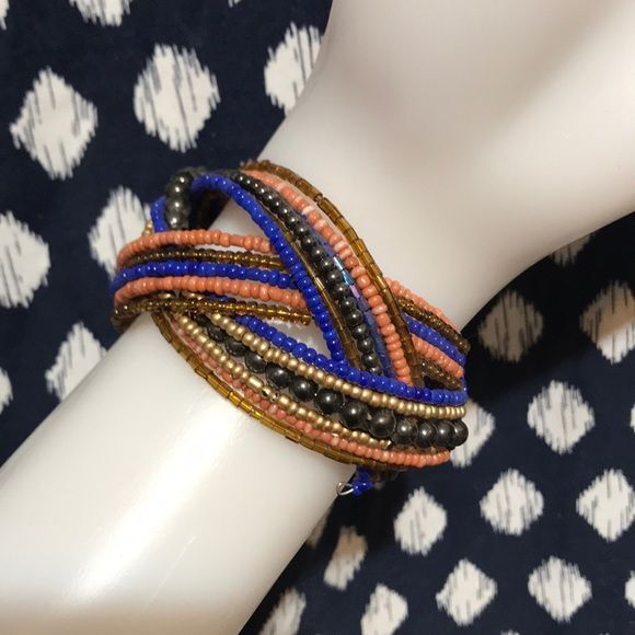 Y2K Multi Colored Beaded Bracelet Cuff - image 4