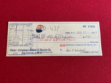 1965, PEPSI-COLA, Bottling Company Check (Scarce / Vintage)