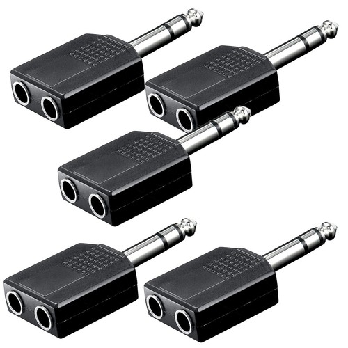 Klinkenkabel 3 5 Auf 6 3 Stereo 5 Stück 6,3 Stereo Klinke Stecker auf 2x 6,3mm Klinke Buchse Audio Y