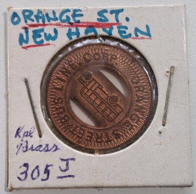 New Haven Connecticut Token Vintage Mid Century Lucky Coin Rare Orange St Bus J 