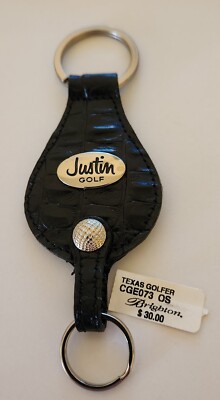 NWT BRIGHTON BLACK LEATHER  ''JUSTIN GOLF'' KEY FOB
