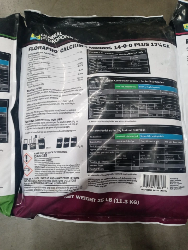 General Hydroponics FloraPro Grow, Flower, Calcium + Micros 25 lb (1 CADA UNO) Foto 4 de 4