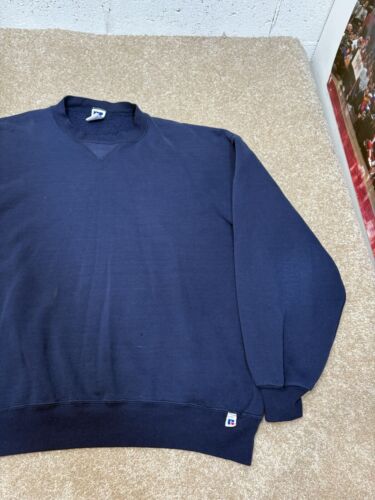 Vintage Russell Sweatshirt Crewneck Size XL Blue Made In Usa 80s 90s Blank - Picture 3 of 6