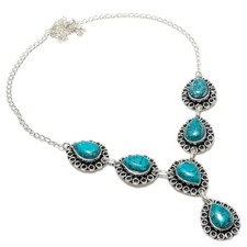 Turquoise Gemstone Handmade 925 Sterling Silver Jewelry Necklace Sz 18"
