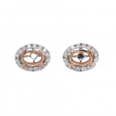 Ohrring Halbfassung oval 6x4mm in 14k Multi Gold mit Diamant Akzenten (37303)