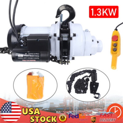2200LBS/ 1 Ton Electric Chain Hoist Single Phase Hoist Crane 10 FT Chain 110V