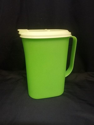 Tupperware, Lime Green Slim 1 Qt. Pitcher w/Lid, New Out of Package, 9.5'' T x 7''
