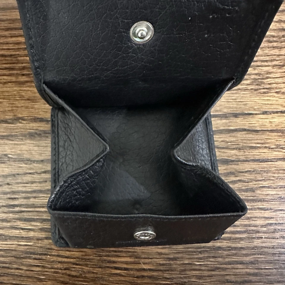 Ermenegildo Zegna Negro Guijarro Lujo Cuero Doble Cartera Monedero Envío Gratis Foto 3 de 4