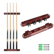 Wall Mounted Pool Cue Rack - 4 Stick Holder for Billiards Burgundy