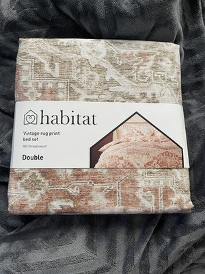 Neu Double Habitat Vintage Teppich Druck Natur Bettbezug Bettwäsche Set 180 Fäden 