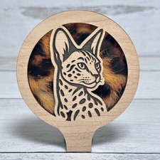 Savannah Cat Silhouette Wooden Night Light Handmade Custom Home Decor Gifts