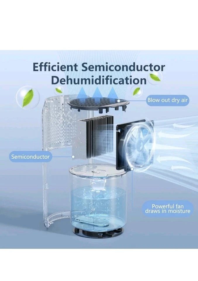 Raumentfeuchter Elektrisch Luftentfeuchter 40 W 0,5 l/24 h 1200 ml dehumifer  - Bild 4 von 4