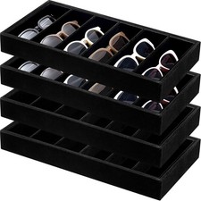 4 Pcs Velvet Sunglasses Organizer Tray 6 Grid Sunglass Organizer Velvet Tray St