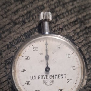 Heuer U.S. Government Metal Stopwatch Silver White Time Measurement Hand Type
