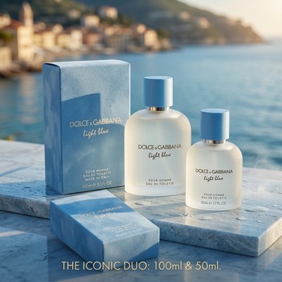 Dolce & Gabbana Light Blue Pour Homme EDT Bundle 3.3oz + 1.7oz Cologne Spray New