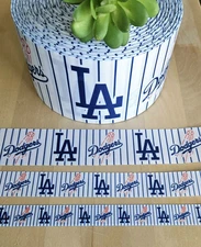 5/8, 7/8, 1.5 & 3" (1YD) Los Angeles Dodgers Grosgrain Ribbon Baseball Bat