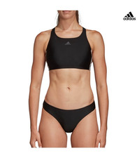 Adidas 3 Stripe Black White Sporty 2 Piece Bikini UK 30  
