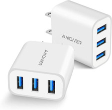 USB Wall Charger, 2Pack 15W 3-Port USB Charger Block Iphone Cube Charging Block