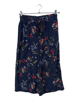STRADIVARIUS Paperbag-Hose Damen Hose Gr. DE 38 blau-rot Casual-Look