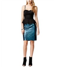 Material Girl Womens Sequined Peplum Bodycon Dress, Blue, Juniors, XX-Small