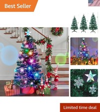 5 ft Pre-Lit Artificial Christmas Tree, Lighted Optical Fiber Xmas Trees with...