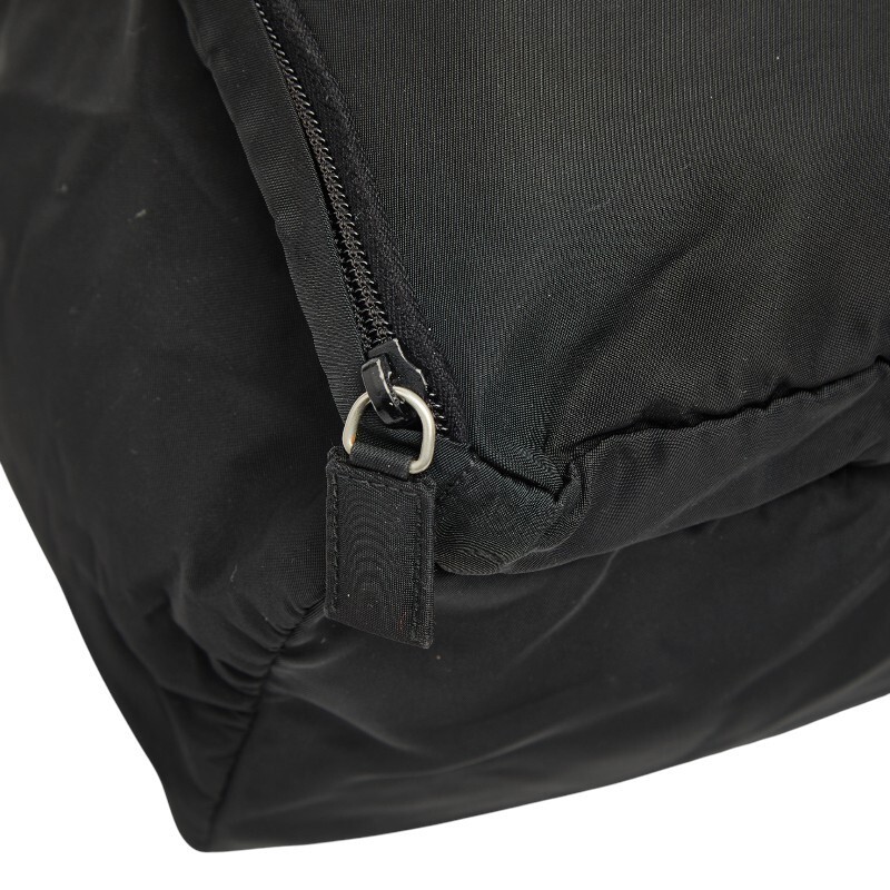 PRADA Triangle Logo Plate Mini Backpack Black Nylon Women s Used from japan thumbnail 5