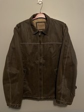 Columbia Sportswear Genuine Leather Jacket Men's XL Brown Bomber Coat E473 
