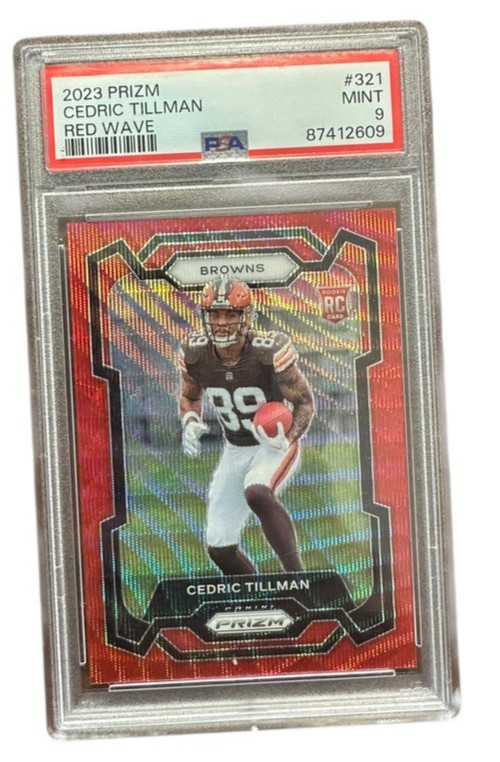 Cedric Tillman 2023 Prizm Red Wave 321 RC Browns RC 100/149 PSA 9 - POP 4