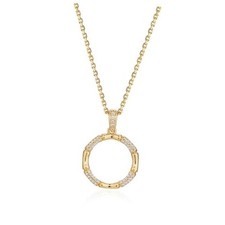 Dainty Gold Necklace for Women-14K Gold Plated Simple Pendant Circle CZ Circle