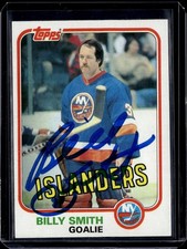 1981-82 TOPPS HOCKEY NHL ON CARD BOLD AUTO #93 BILLY SMITH ISLANDERS NM+ COND