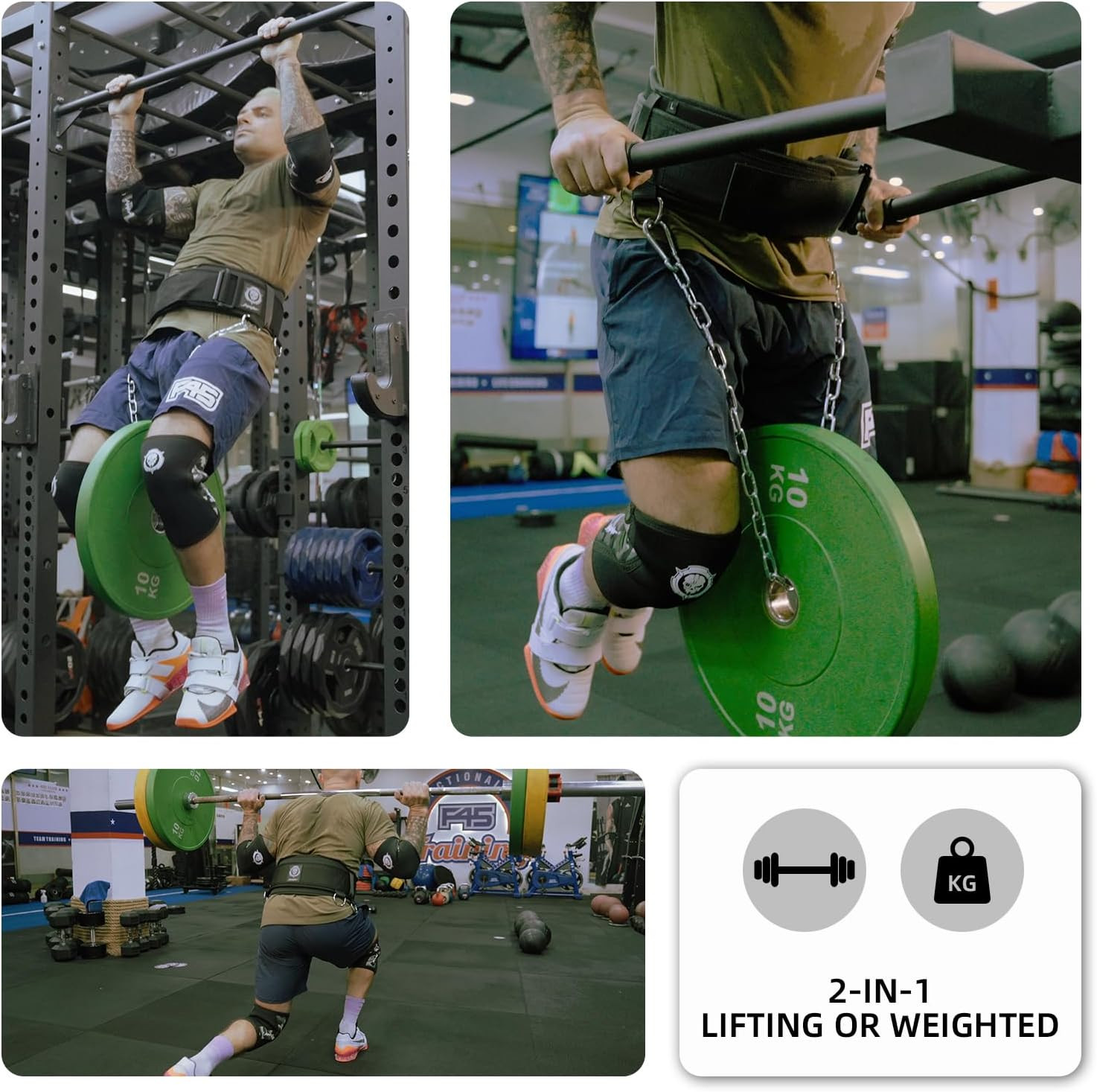 2-In-1 Weightlifting Belt & Dip Belt with Chain for Added Weight Training,Weight