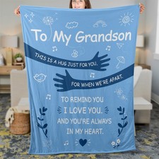 Grandson Christmas Gift Fleece Blanket Perfect For Soft Warm Comforting