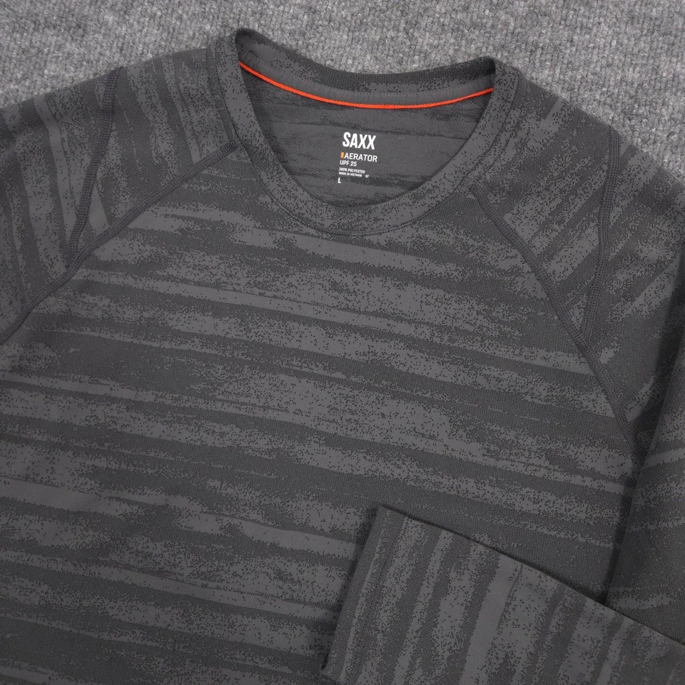 SAXX Aerator Shirt Mens Large Gray Camo Performance Running Hiking Long Sleeve - Image 2 of 4