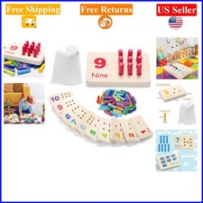 Wooden Counting Peg Board for Kids, Montessori Math Toy, 55 Pegs, Multicolored