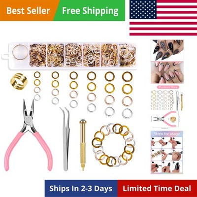 1014 Pcs Nail Art Dangle Charms Piercing Tool Hand Drill, 6 Sizes 4 Colors Op...