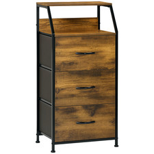HOMCOM Industrial 3 Drawers Storage Cabinet w/ Display Shelves for Living Room