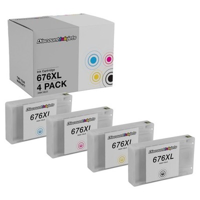 4 Pk Set T676XL Black & Color Printer Ink Cartridge for Epson Workforce WP-4020