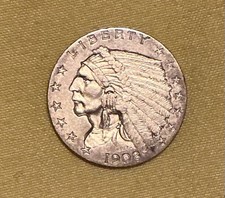 USA 2 1/2 dollars, Indian Head Series • 1908, extremely Rare GOLD.