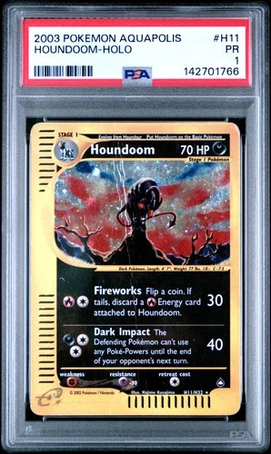PSA 1 Houndoom H11/H32 2003 Aquapolis Holo Rare Pokemon Card