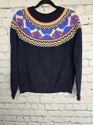 Boden Edie Fair Isle Sweater Womens M Blue Robin Alpaca Blend Knit Jumper Rare