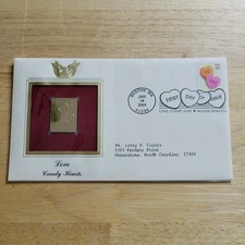 Love Candy Hearts 22kt Gold Replica Stamp w/card