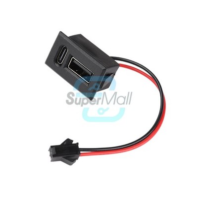 Waterproof Connector USB + Type-C Female Charging Socket Lamp Charging Socket