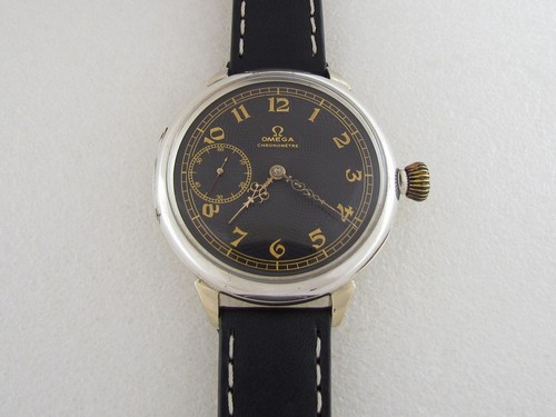 Omega Chronometre Antique 1902-1908 Swiss Beautiful Art Deco Silver Men's Watch