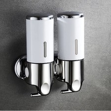 Prosfalt 2 in 1 Chamber Wall Mounted Shampoo Conditioner Dispenser - White